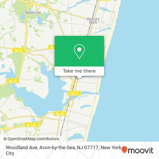 Mapa de Woodland Ave, Avon-by-the-Sea, NJ 07717