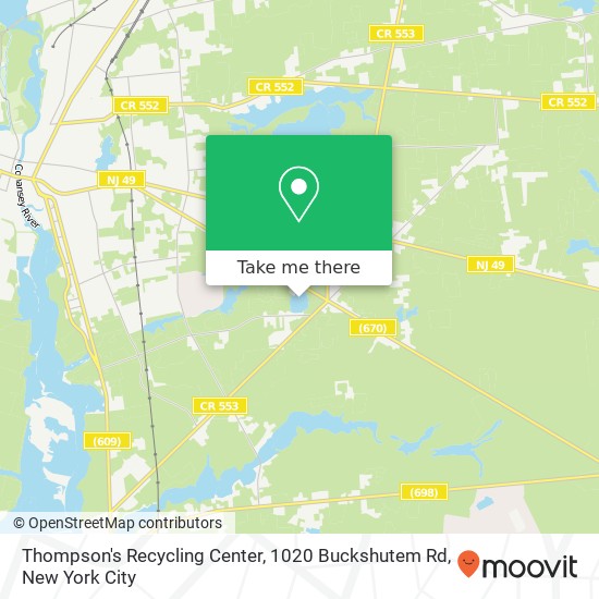 Mapa de Thompson's Recycling Center, 1020 Buckshutem Rd