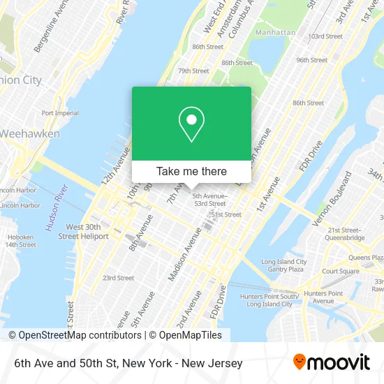 6th Ave and 50th St map