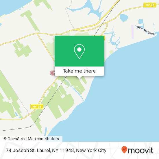 Mapa de 74 Joseph St, Laurel, NY 11948