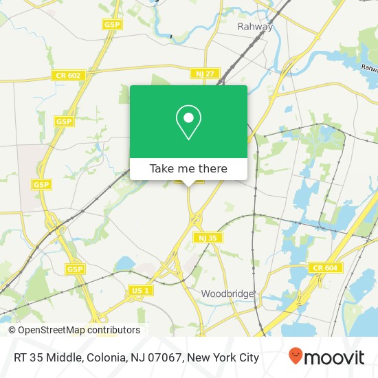 Mapa de RT 35 Middle, Colonia, NJ 07067