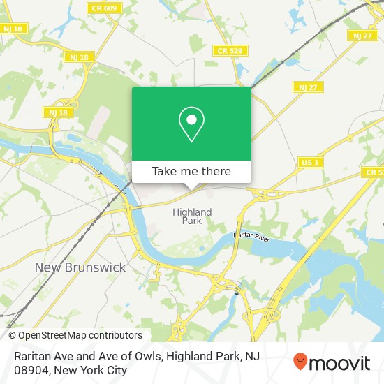 Mapa de Raritan Ave and Ave of Owls, Highland Park, NJ 08904