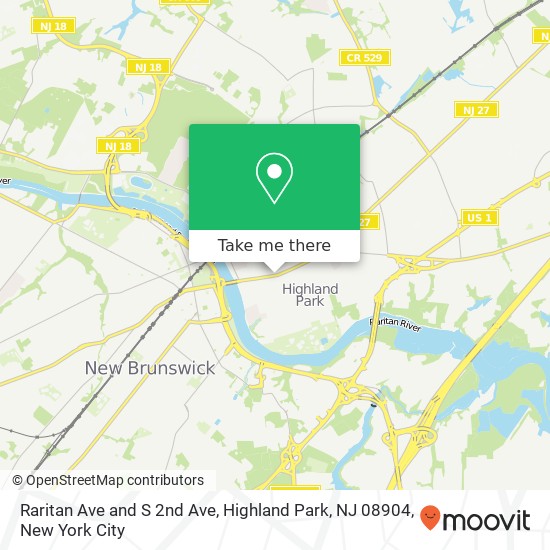Mapa de Raritan Ave and S 2nd Ave, Highland Park, NJ 08904