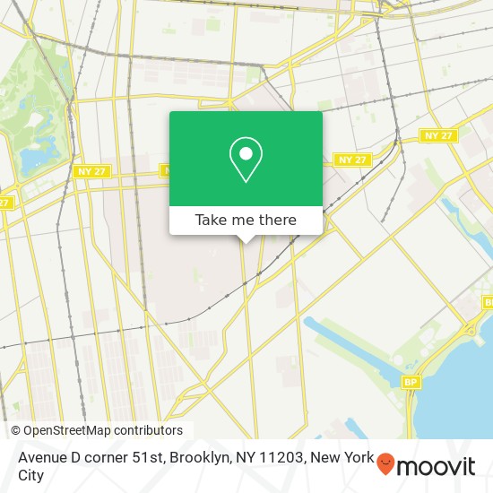 Mapa de Avenue D corner 51st, Brooklyn, NY 11203