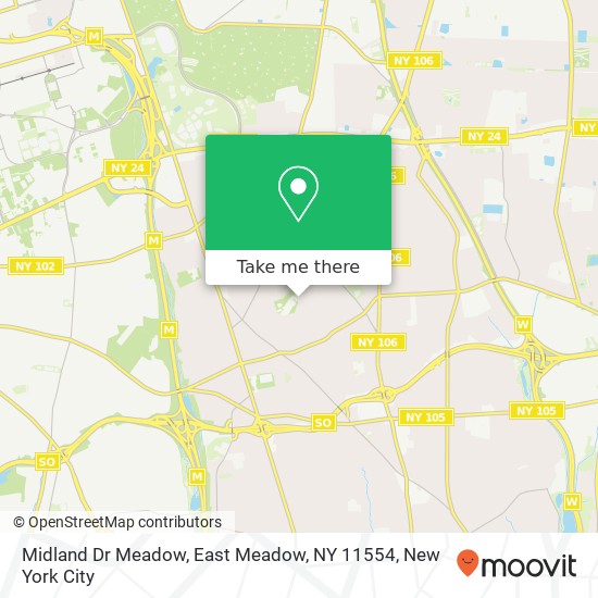 Mapa de Midland Dr Meadow, East Meadow, NY 11554