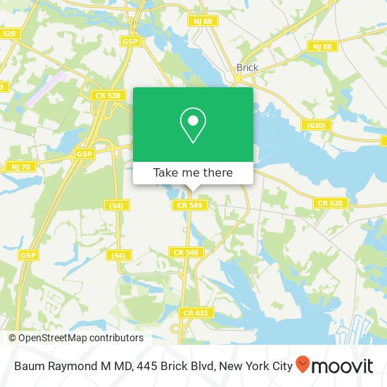 Mapa de Baum Raymond M MD, 445 Brick Blvd