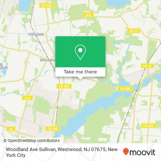 Mapa de Woodland Ave Sullivan, Westwood, NJ 07675