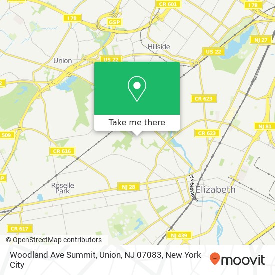 Mapa de Woodland Ave Summit, Union, NJ 07083