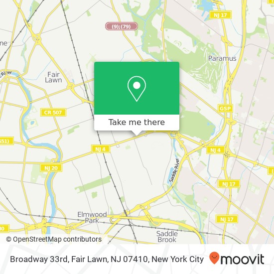 Mapa de Broadway 33rd, Fair Lawn, NJ 07410