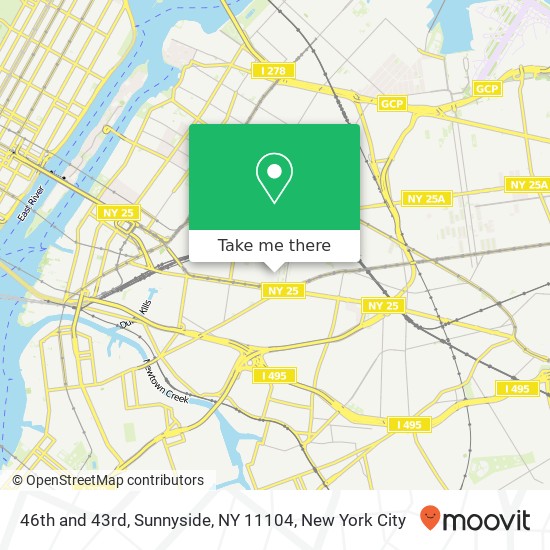 46th and 43rd, Sunnyside, NY 11104 map