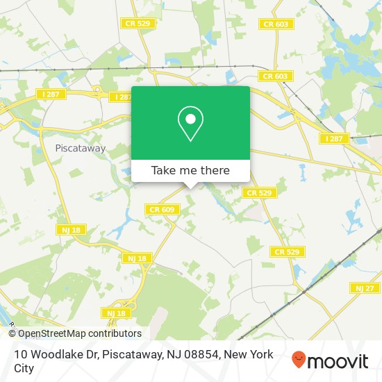 Mapa de 10 Woodlake Dr, Piscataway, NJ 08854