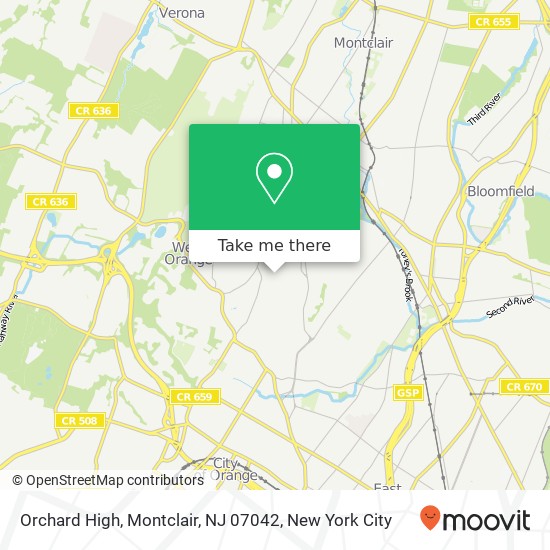 Mapa de Orchard High, Montclair, NJ 07042