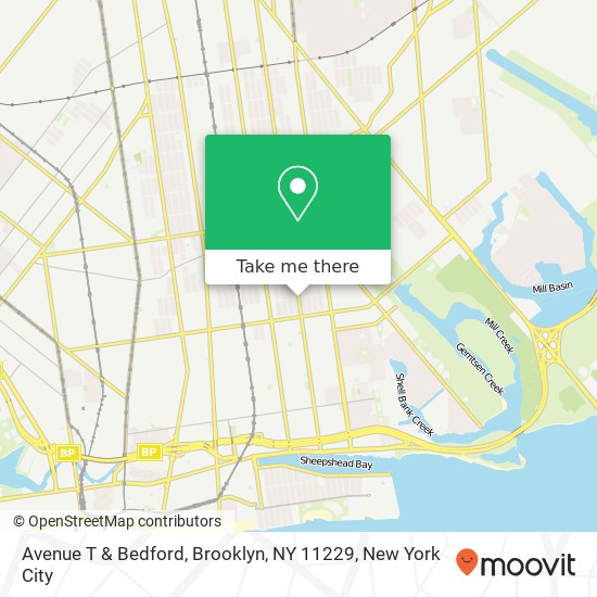 Mapa de Avenue T & Bedford, Brooklyn, NY 11229