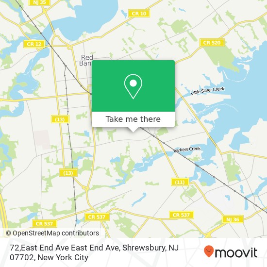 Mapa de 72,East End Ave East End Ave, Shrewsbury, NJ 07702