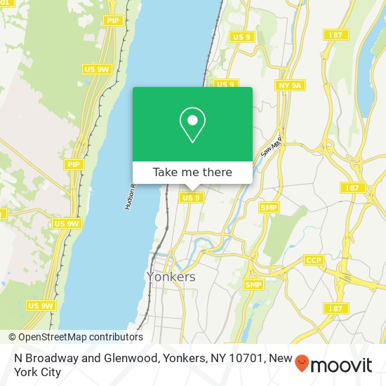 Mapa de N Broadway and Glenwood, Yonkers, NY 10701