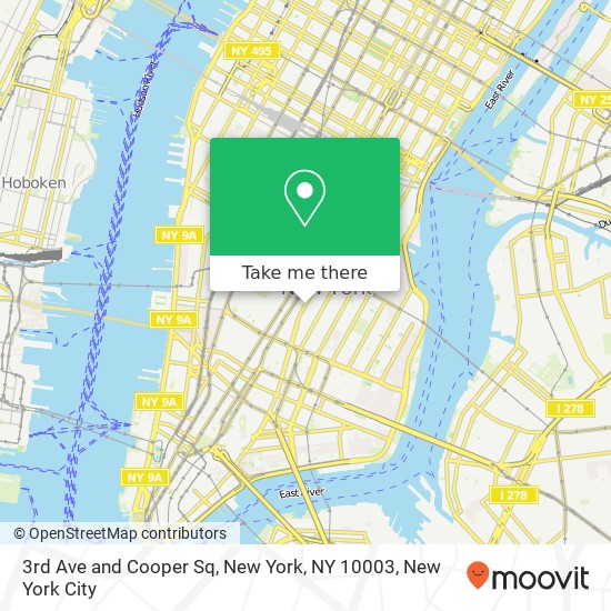 Mapa de 3rd Ave and Cooper Sq, New York, NY 10003