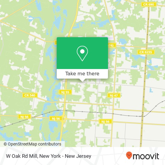 Mapa de W Oak Rd Mill, Vineland, NJ 08360