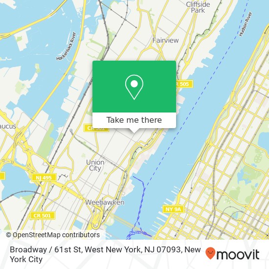 Mapa de Broadway / 61st St, West New York, NJ 07093