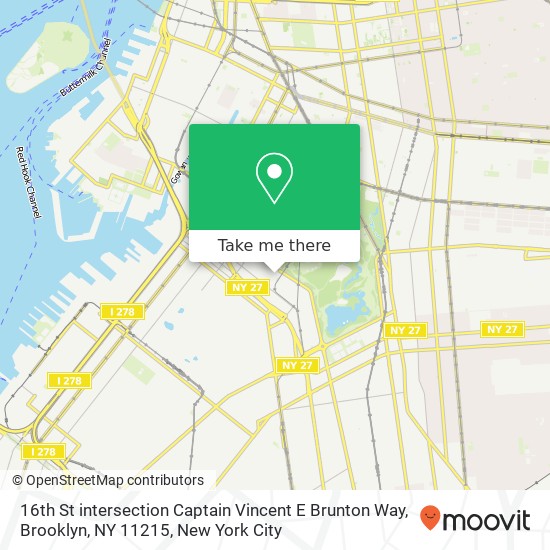 16th St intersection Captain Vincent E Brunton Way, Brooklyn, NY 11215 map
