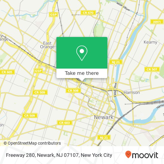 Freeway 280, Newark, NJ 07107 map