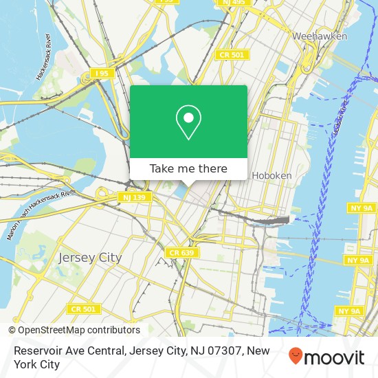 Mapa de Reservoir Ave Central, Jersey City, NJ 07307