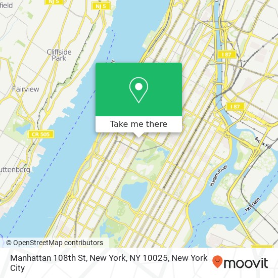 Manhattan 108th St, New York, NY 10025 map