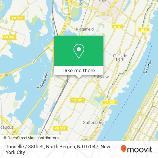 Mapa de Tonnelle / 88th St, North Bergen, NJ 07047