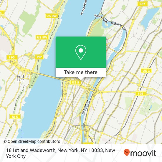 181st and Wadsworth, New York, NY 10033 map