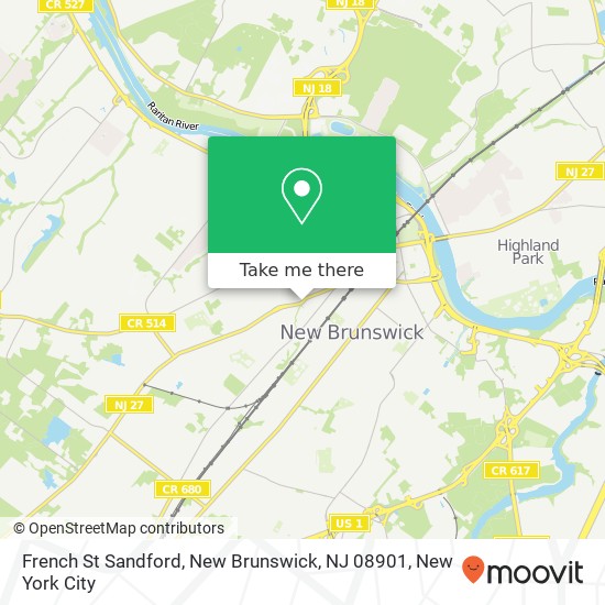 Mapa de French St Sandford, New Brunswick, NJ 08901