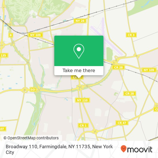 Mapa de Broadway 110, Farmingdale, NY 11735