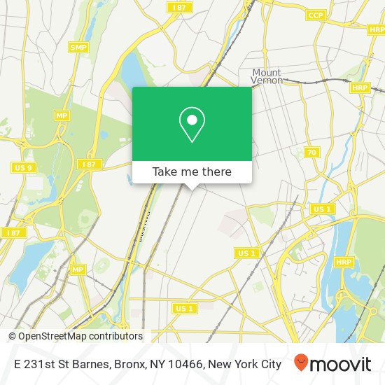 Mapa de E 231st St Barnes, Bronx, NY 10466