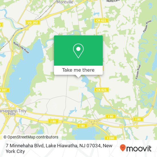 Mapa de 7 Minnehaha Blvd, Lake Hiawatha, NJ 07034