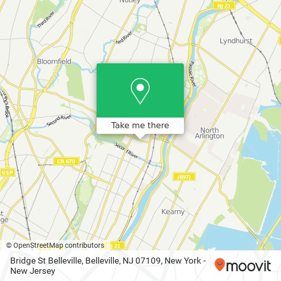 Mapa de Bridge St Belleville, Belleville, NJ 07109