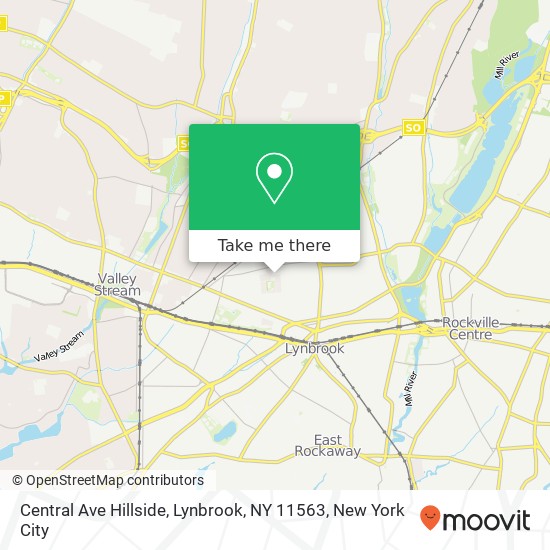 Mapa de Central Ave Hillside, Lynbrook, NY 11563