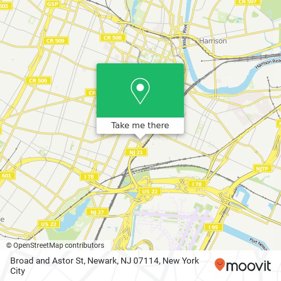 Mapa de Broad and Astor St, Newark, NJ 07114