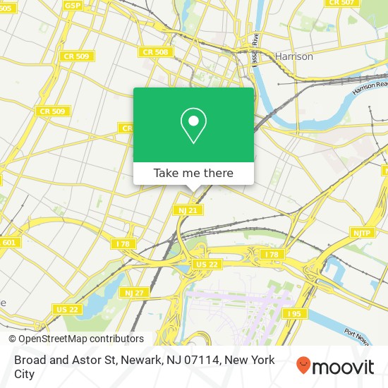 Broad and Astor St, Newark, NJ 07114 map