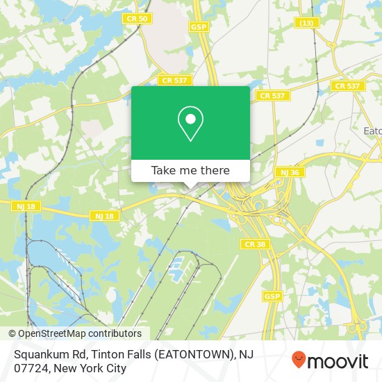 Squankum Rd, Tinton Falls (EATONTOWN), NJ 07724 map