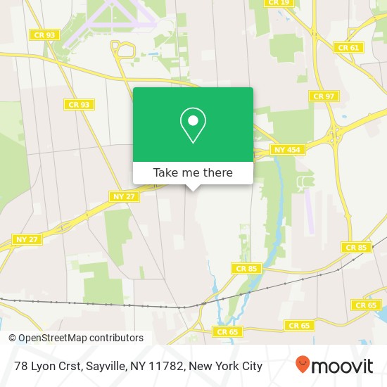 Mapa de 78 Lyon Crst, Sayville, NY 11782