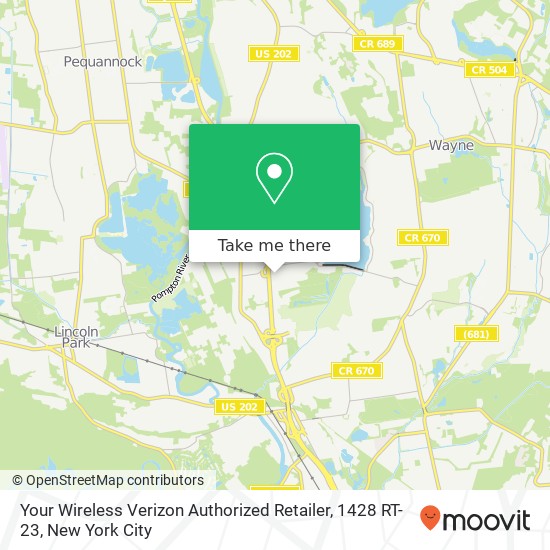 Mapa de Your Wireless Verizon Authorized Retailer, 1428 RT-23