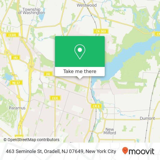 Mapa de 463 Seminole St, Oradell, NJ 07649