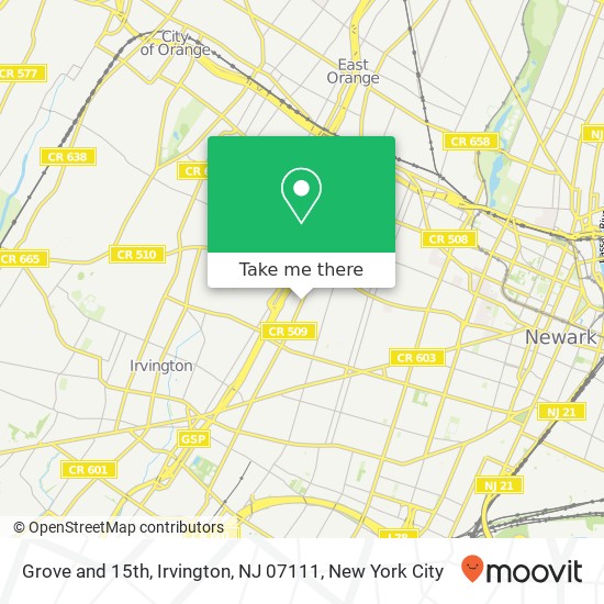 Mapa de Grove and 15th, Irvington, NJ 07111