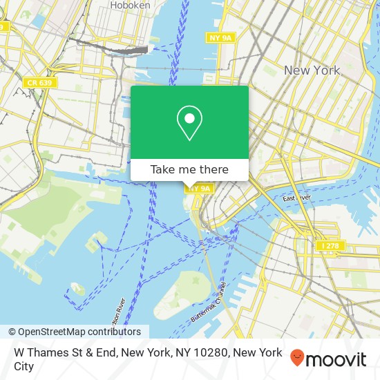 W Thames St & End, New York, NY 10280 map