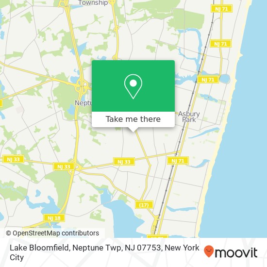 Lake Bloomfield, Neptune Twp, NJ 07753 map