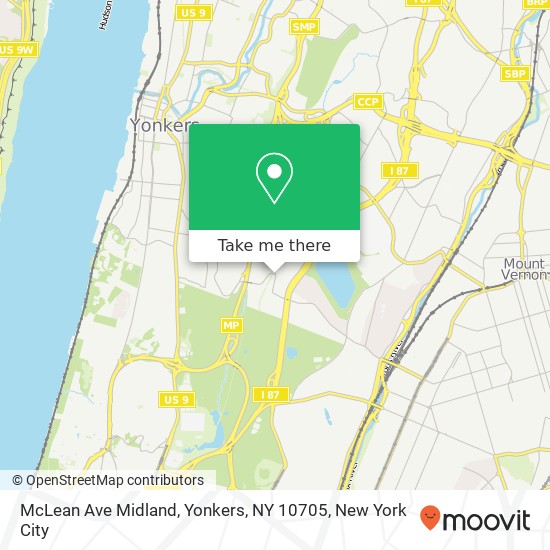 Mapa de McLean Ave Midland, Yonkers, NY 10705