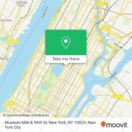 Museum Mile & 96th St, New York, NY 10029 map