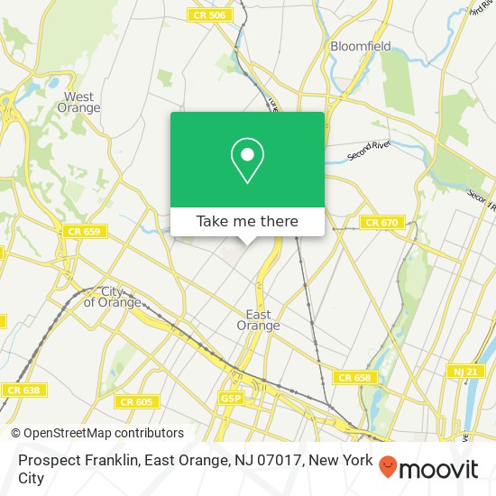 Mapa de Prospect Franklin, East Orange, NJ 07017