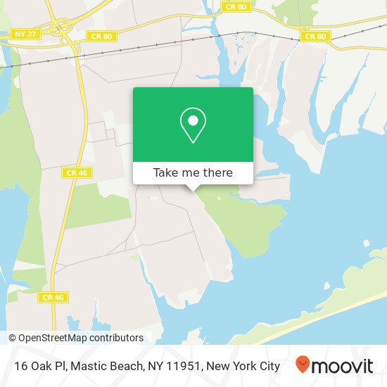 Mapa de 16 Oak Pl, Mastic Beach, NY 11951