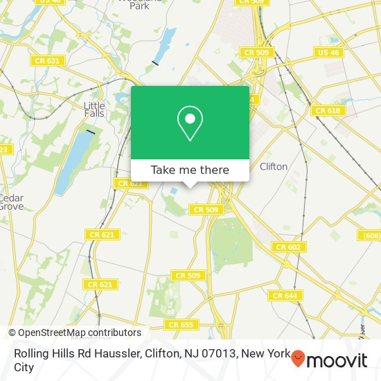 Mapa de Rolling Hills Rd Haussler, Clifton, NJ 07013