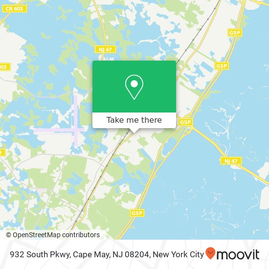 Mapa de 932 South Pkwy, Cape May, NJ 08204