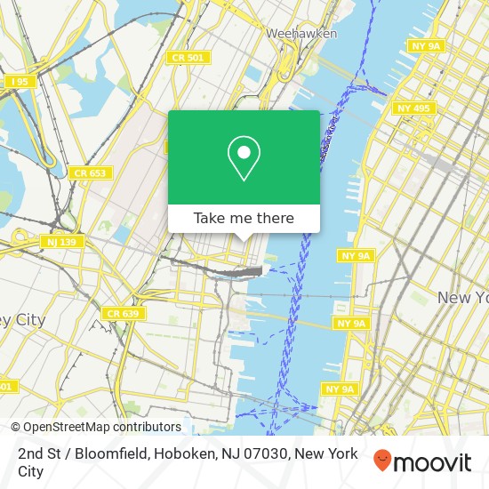 Mapa de 2nd St / Bloomfield, Hoboken, NJ 07030